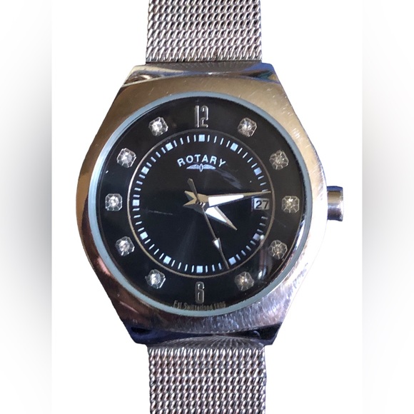 Rotary Watches Accessories Rotary Ladies Black Leather Strap Quartz